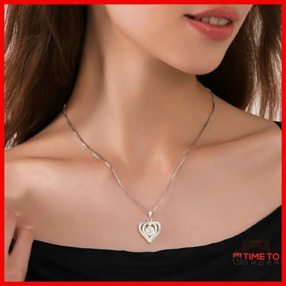 1-3 Carat Moissanite Heart Pendant Necklace 925 Sterling Silver Gift